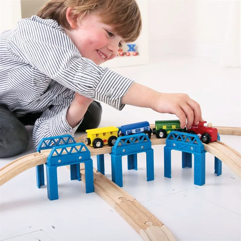 Bigjigs Rail Drevené vláčiky - Set mostnej konštrukcie