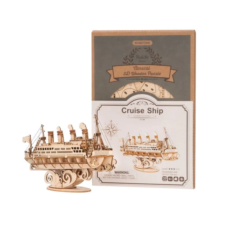RoboTime Drevené 3D puzzle Zaoceánsky parník 145 ks