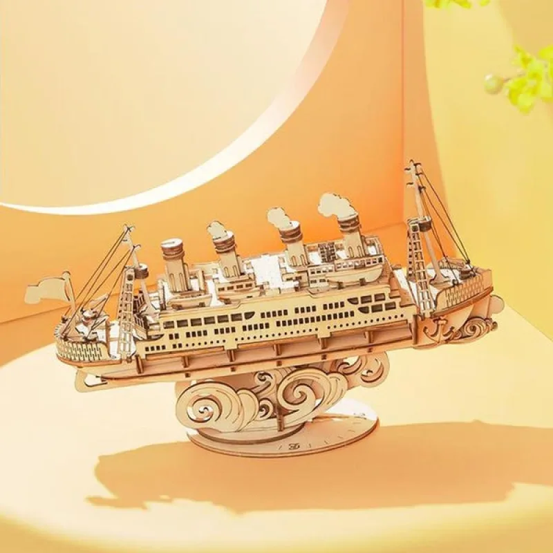 RoboTime Drevené 3D puzzle Zaoceánsky parník 145 ks