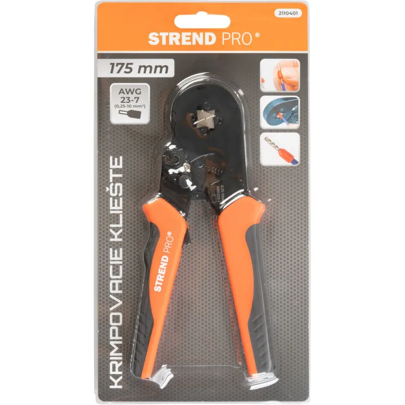 Kliešte Strend Pro, 175 mm, krimpovacie, na káble, 0,25-10mm