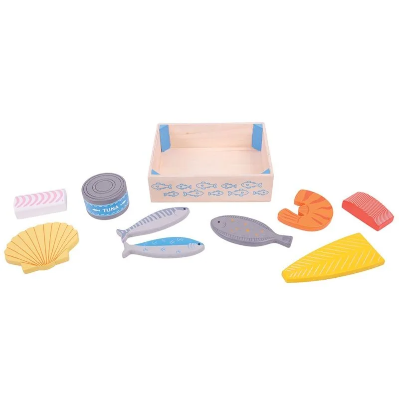 Bigjigs Toys Drevená prepravka s morskými plodmi