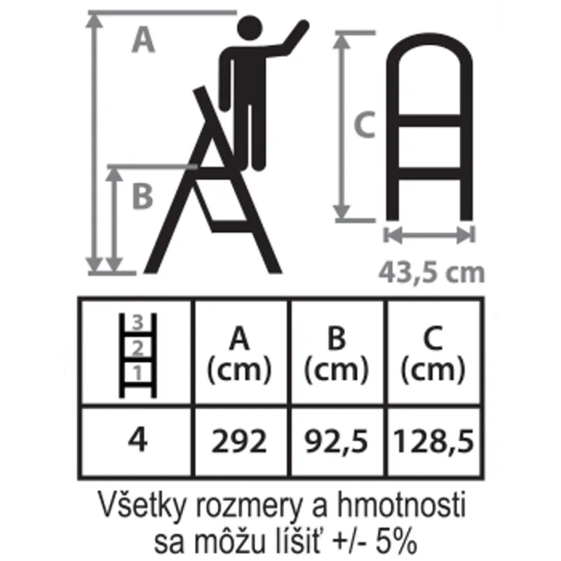 Schodíky Strend Pro LFD140, 4-stupienkové, oceľové, EN14183