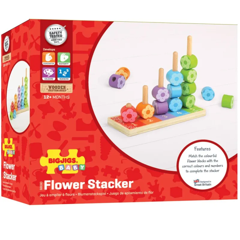 Bigjigs Toys Nasadzovanie farebných kvetiniek