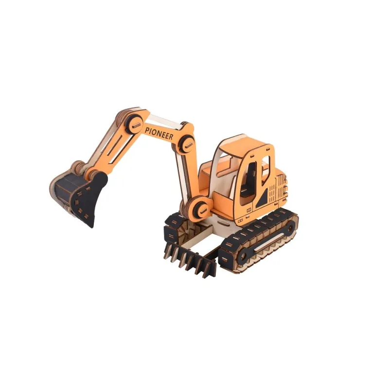 Woodcraft Drevené 3D puzzle Rýpadlo oranžové