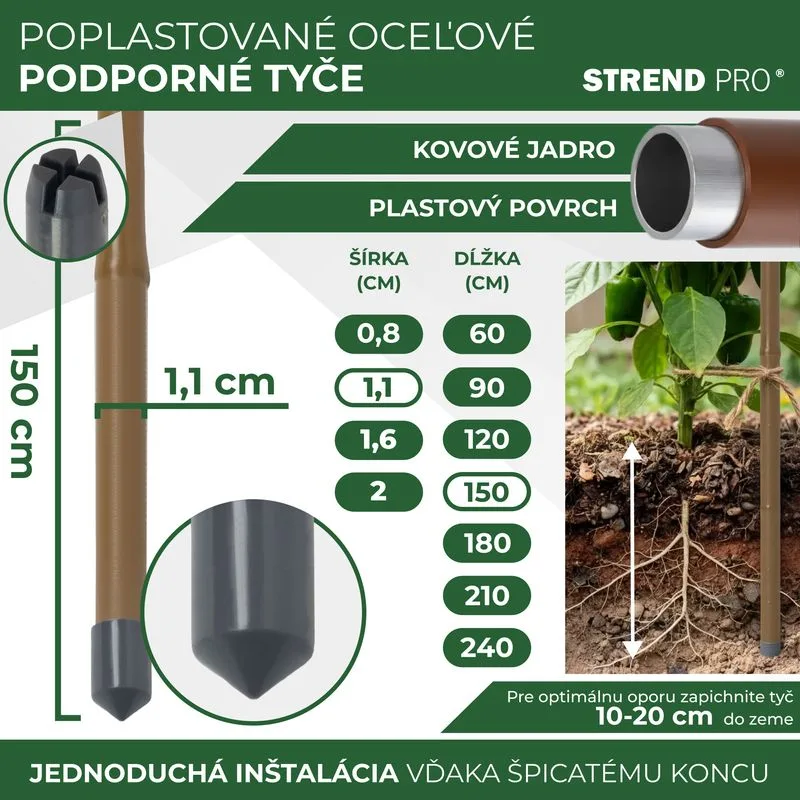 Tyč oporná k rastlinám a paradajkám Garden TY 11/1500 mm