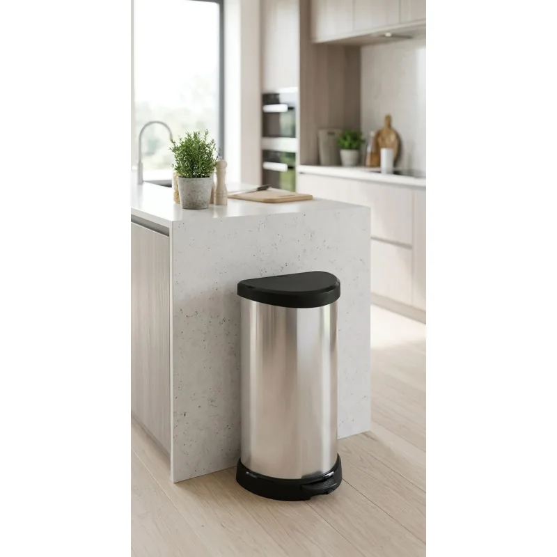 Kôš na odpad Curver DECO BIN 40L, strieborný/čierny