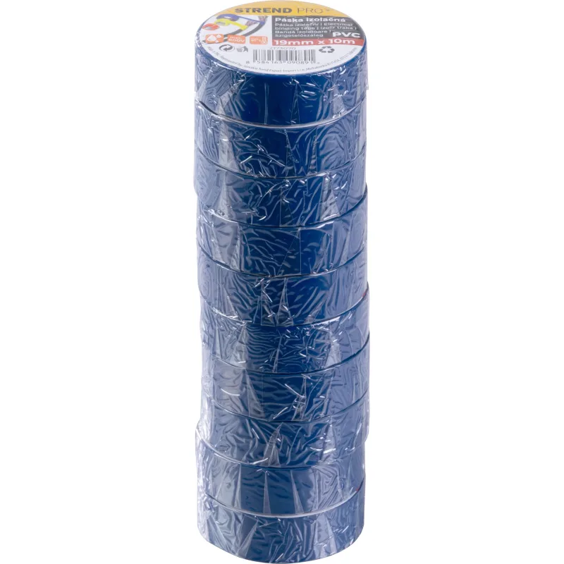 Izolačná páska 19 mm x 10 m, modrá, PVC, balenie 10 ks