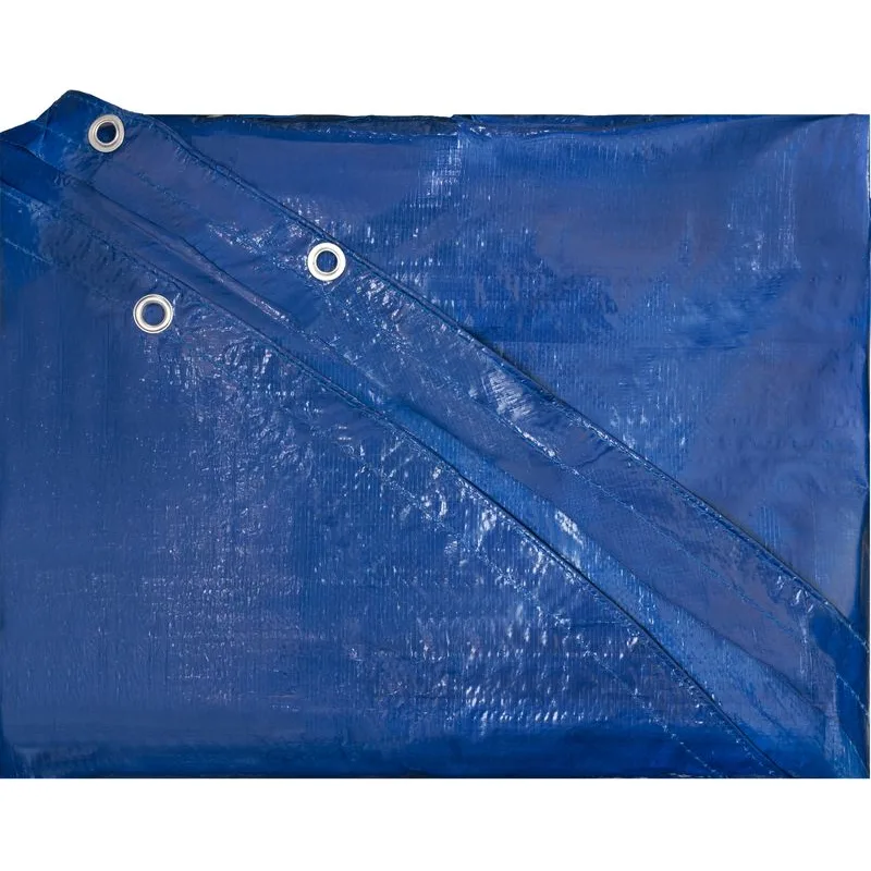 Nepremokavá krycia plachta Tarpaulin Poolco, 4,5 m, 120 g/m², modrá, okrúhla, s okami