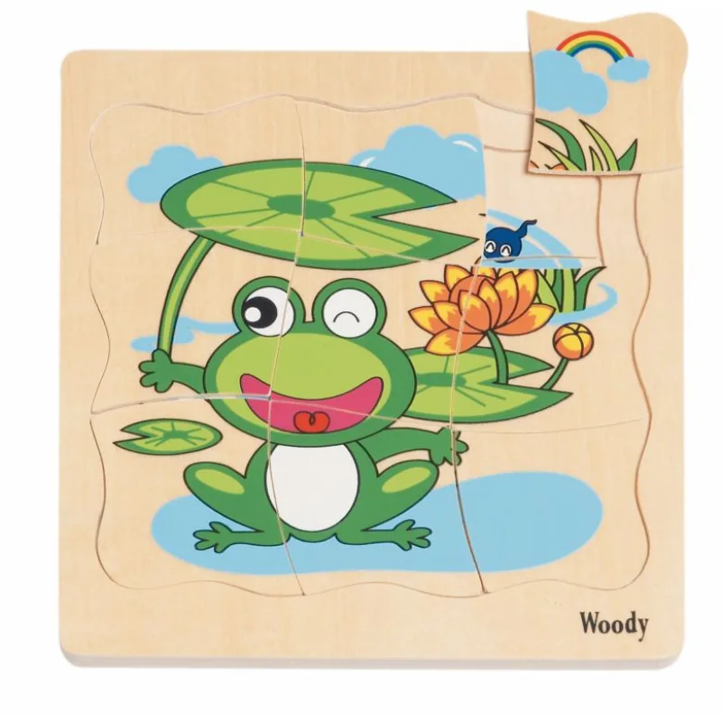 Woody drevené Puzzle na doske Vývoj žaby
