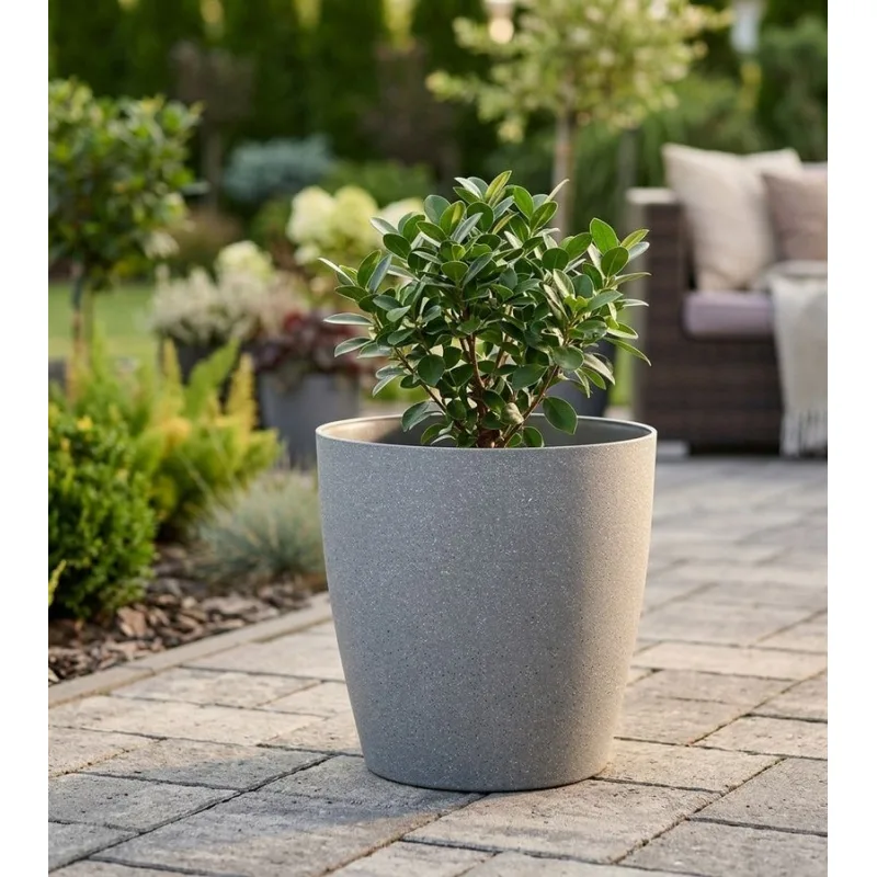 Šedý kvetináč Strend Pro Stone, 35x35 cm, efekt kameňa