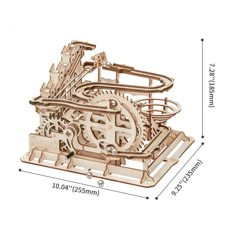 RoboTime Drevené 3D mechanické puzzle Guľôčkové dráhy Špirála 233 ks