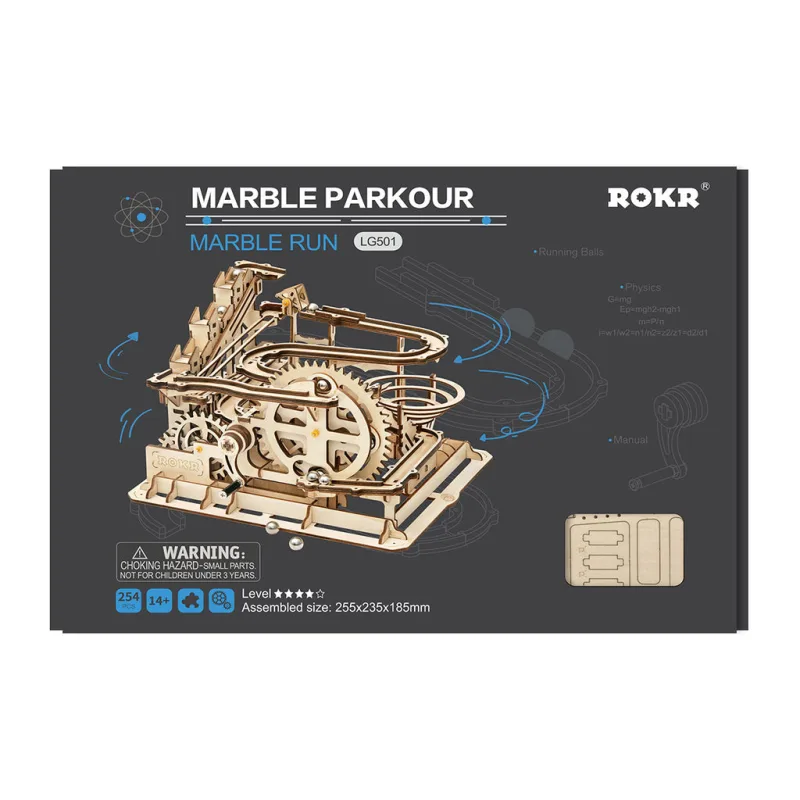 RoboTime Drevené 3D mechanické puzzle Guľôčkové dráhy Špirála 233 ks