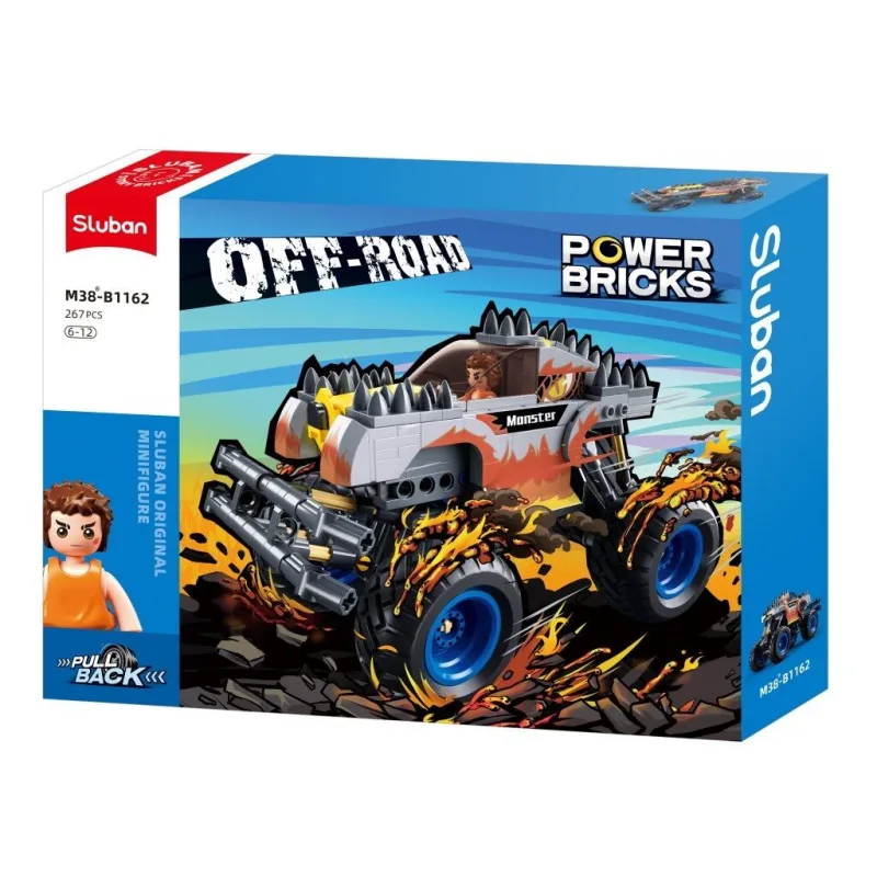 Sluban Power Bricks Naťahovací Strieborný ohnivák Off-road Monster