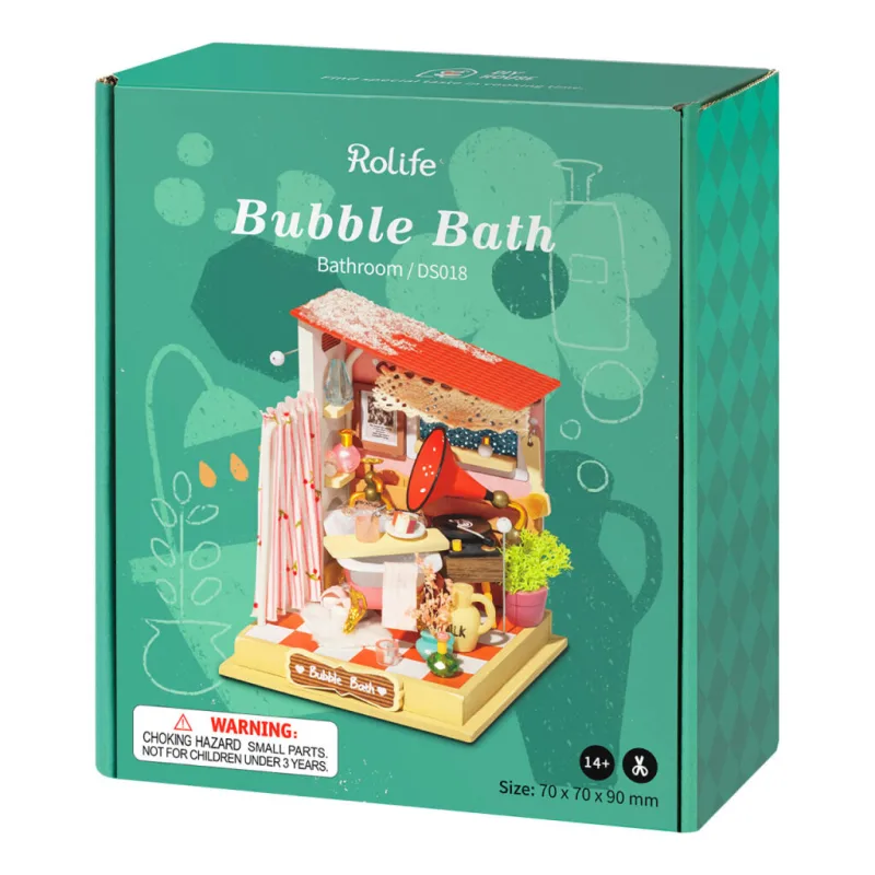 RoboTime Drevené 3D puzzle Miniatúra Kúpeľňa penových bublín