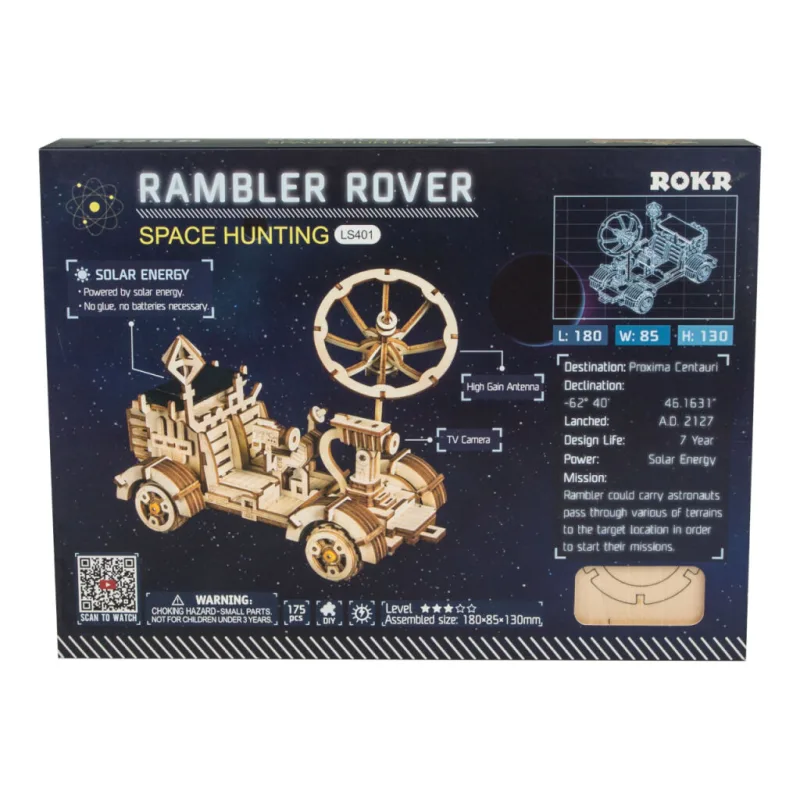 RoboTime Drevené 3D puzzle na solárny pohon Lunárne vozidlo