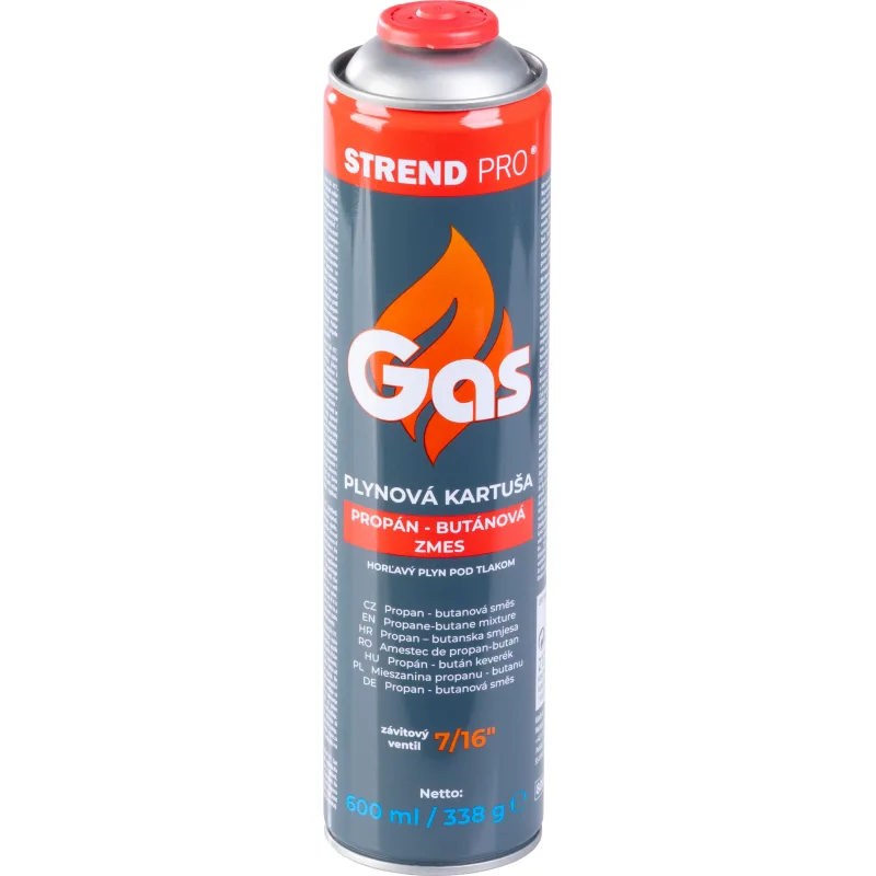 Kartuš Strend Pro 600 ml, 338 g, Propán-Bután, závit 7/16"
