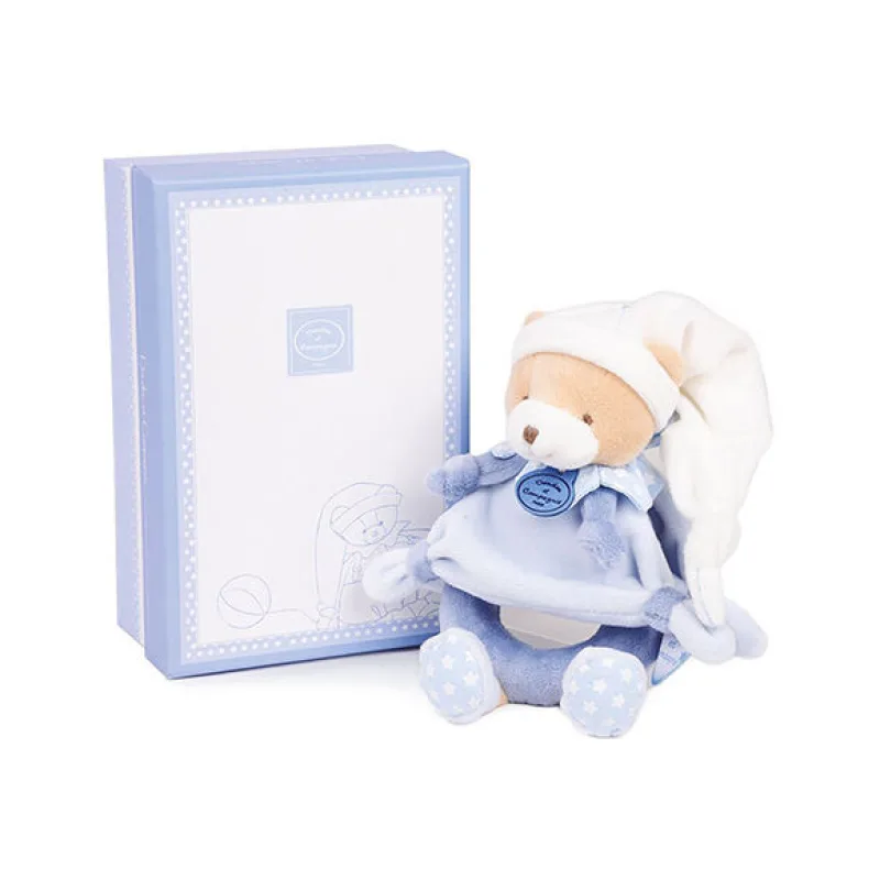 Doudou Darčeková sada - Plyšová hrkálka Medvedík 19 cm