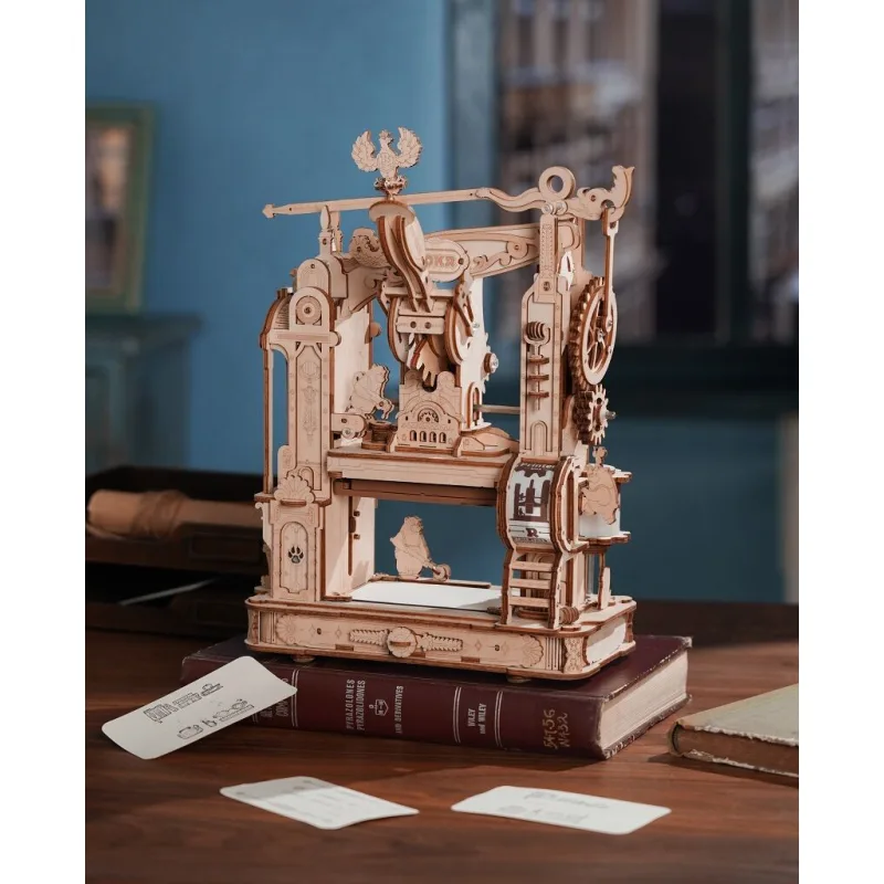RoboTime 3D drevené mechanické puzzle Tlačiarenský lis