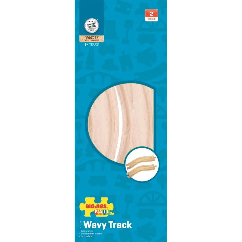 Bigjigs Rail Drevené koľaje Oblúkové koľaje - 22 cm - 2 ks