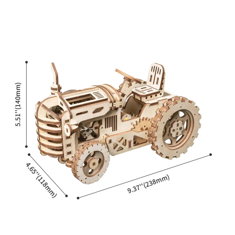 RoboTime Drevené 3D mechanické puzzle Traktor 135 ks