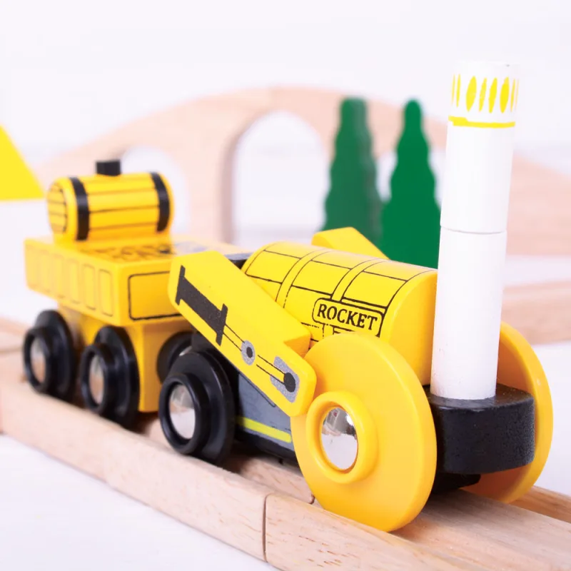 Bigjigs Rail Drevené vláčiky - Replika lokomotívy Rocket