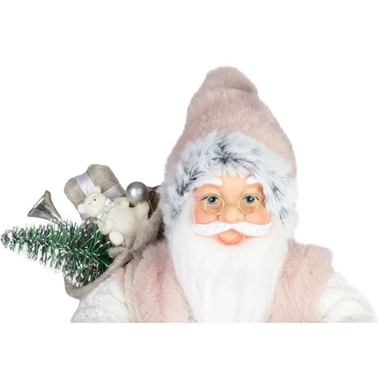 Vianočná dekorácia Santa, s darčekom, ružovo-hnedý, 30 cm