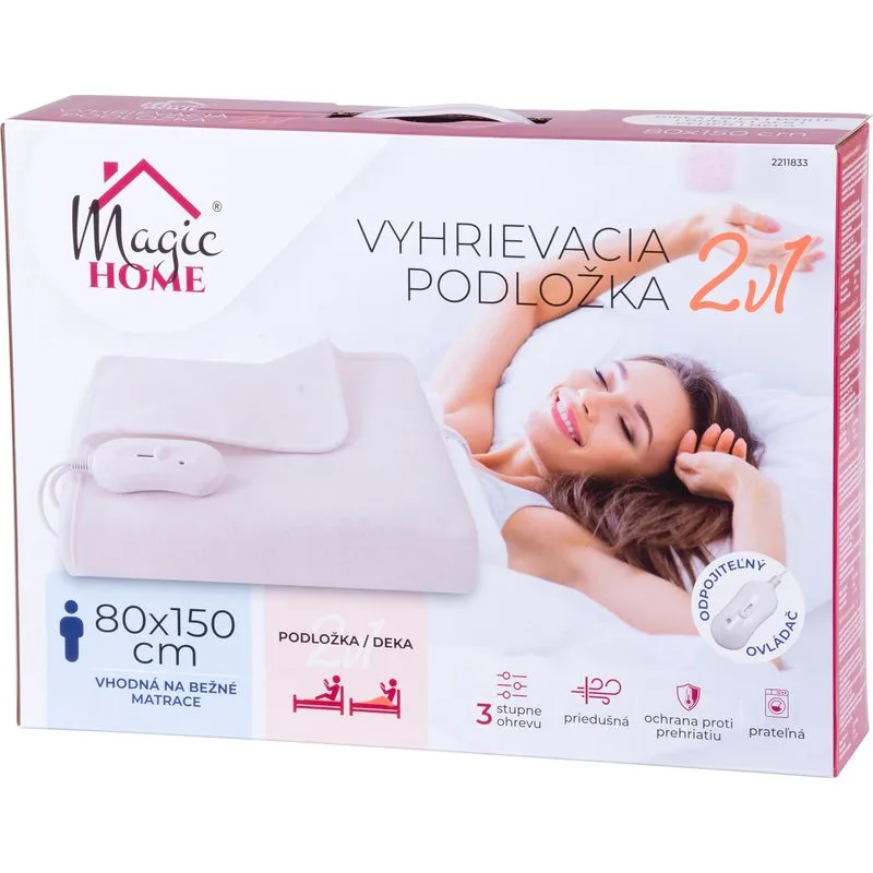Vyhrievacia podložka MagicHome – 2v1, výhrevná deka, biela, 80x150 cm