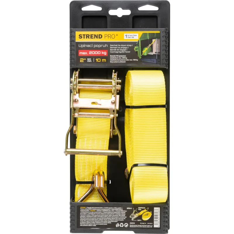 Popruh upínací Strend Pro, pás s račňou, 50 mm, L-10 m, max. 2000 kg