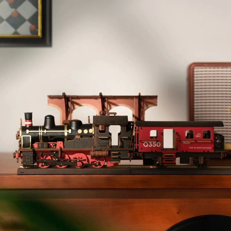 RoboTime 3D drevené puzzle Vintage parná lokomotíva