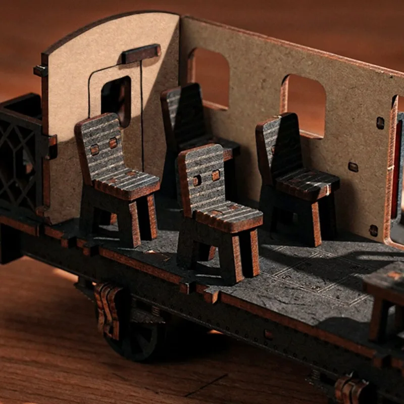 RoboTime 3D drevené puzzle Vintage parná lokomotíva