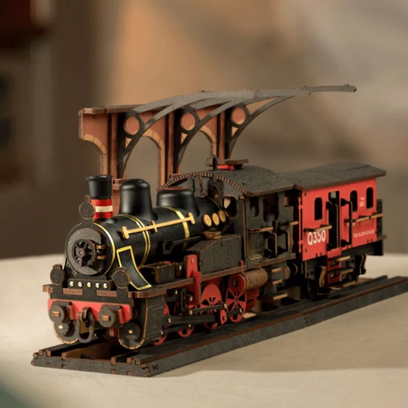 RoboTime 3D drevené puzzle Vintage parná lokomotíva
