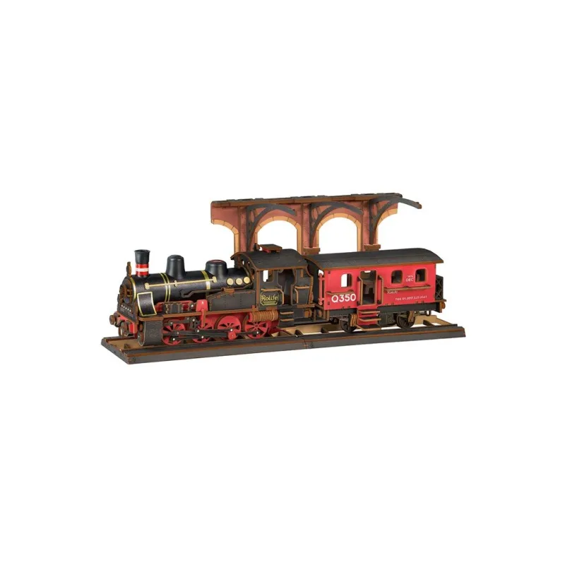 RoboTime 3D drevené puzzle Vintage parná lokomotíva