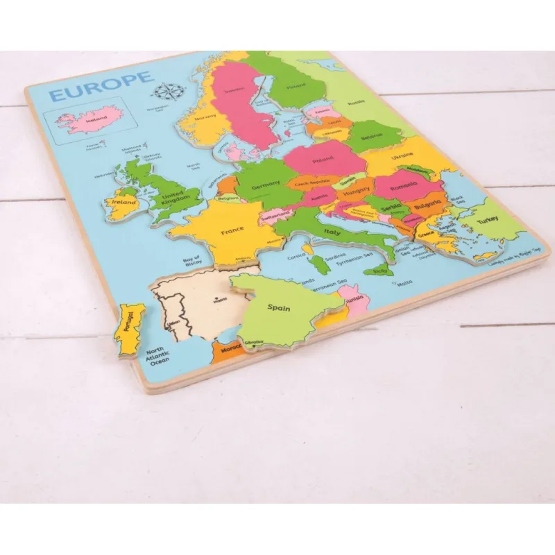 Bigjigs Toys Drevené puzzle Mapa Európy 25 dielikov