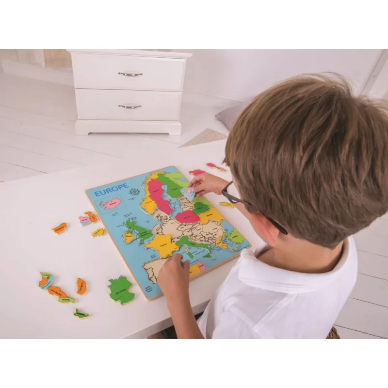 Bigjigs Toys Drevené puzzle Mapa Európy 25 dielikov