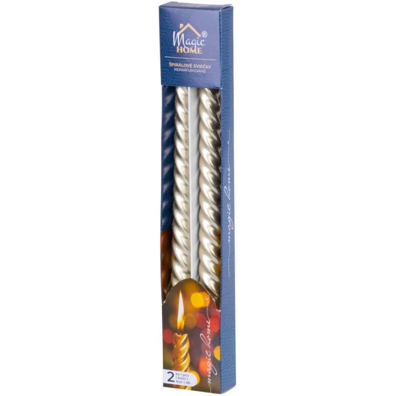 Sviečka MagicHome Vianoce, 25 cm, champagne, špirálová, balenie 2 ks