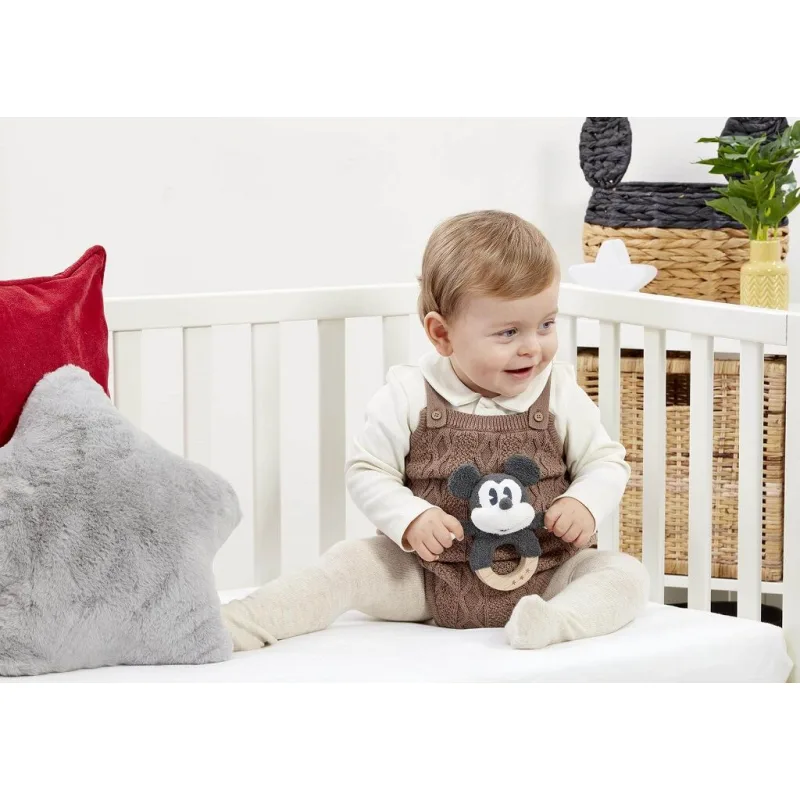 Drevená/plyšová hrkálka Mickey Mouse