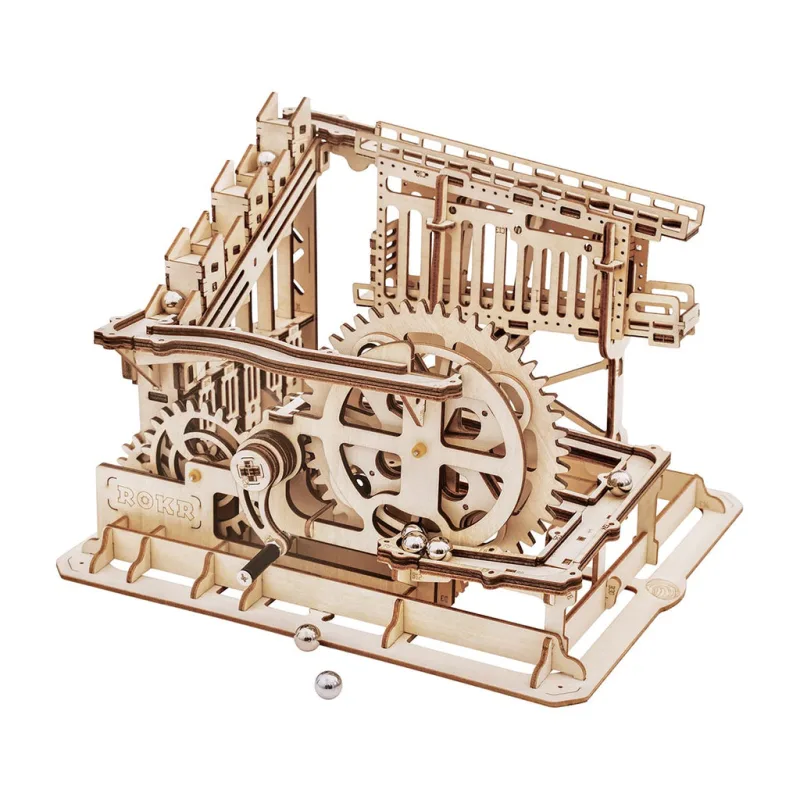 RoboTime Drevené 3D mechanické puzzle Guľôčková dráha Prepadlisko 233 ks