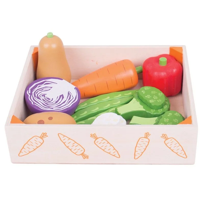 Bigjigs Toys Drevená prepravka so zeleninou