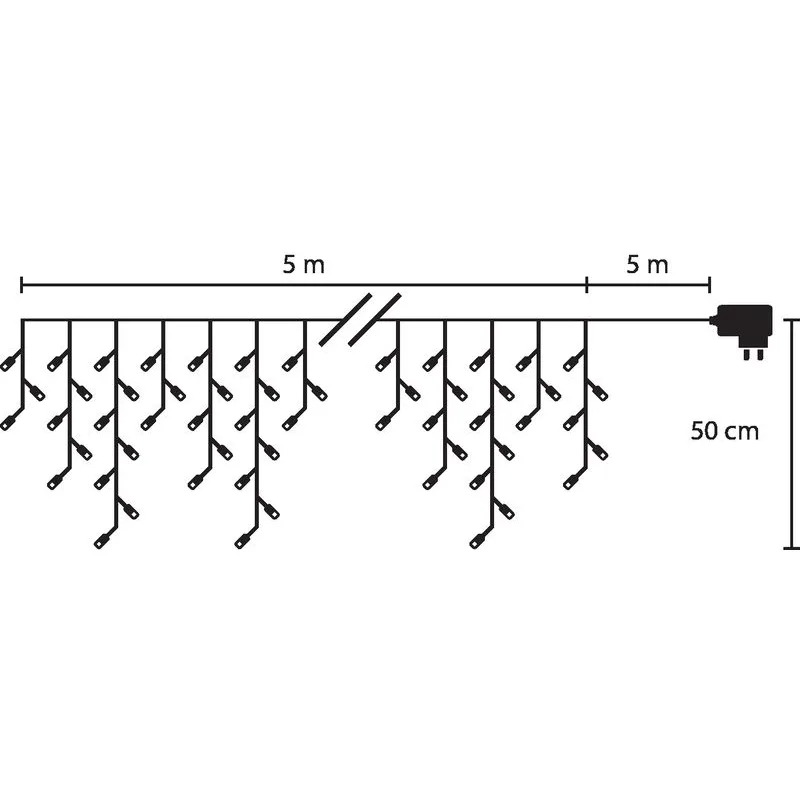 Vianočné osvetlenie reťaz Icicle, 200 LED, teplá biela, cencúľová, 5 m, exteriér