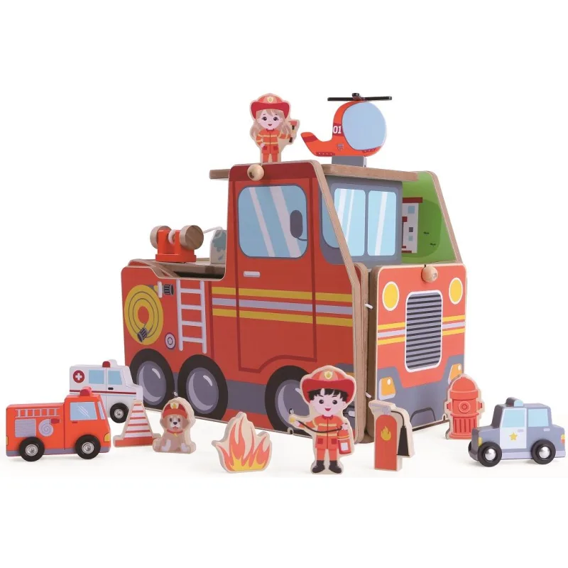 2Kids Toys Drevená stanica Hasiči 2 v 1