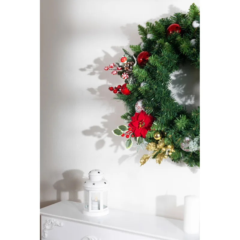 Veniec na dvere MagicHome, prírodný, 45 cm, 160 vetiev, extra hustý