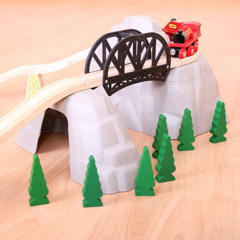 Bigjigs Rail Drevené vláčiky - Set vysokohorská dráha