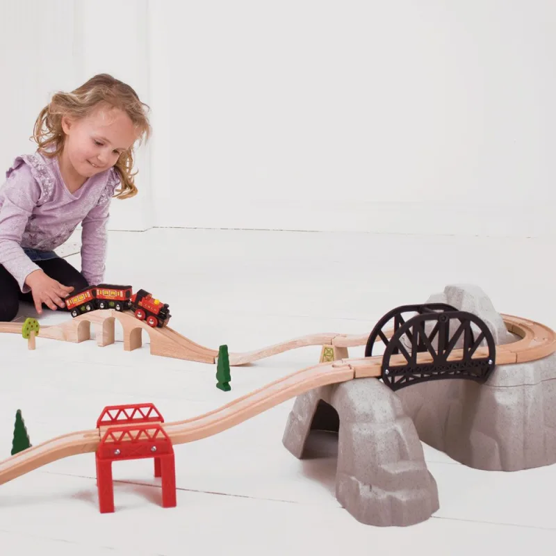 Bigjigs Rail Drevené vláčiky - Set vysokohorská dráha