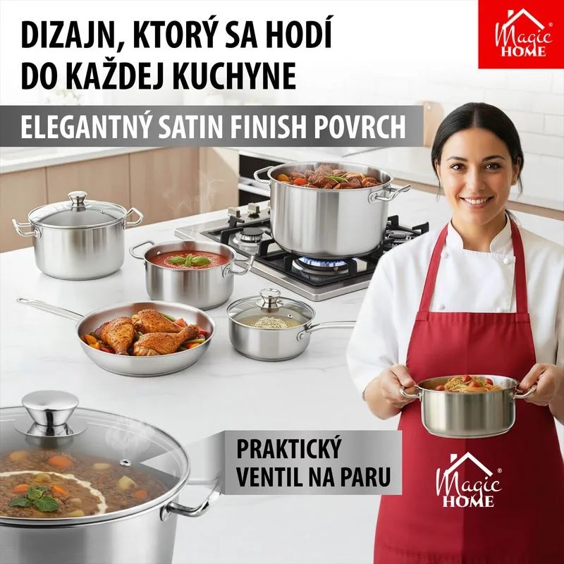 Kastról MagicHome Chloe, hrniec, 22 cm, 4 lit., so sklenenou pokrievkou, nerez