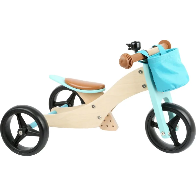 Drevené odrážadlo pre deti Trike 2v1 tyrkysové