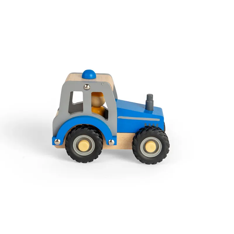 Mini drevený traktor modrý