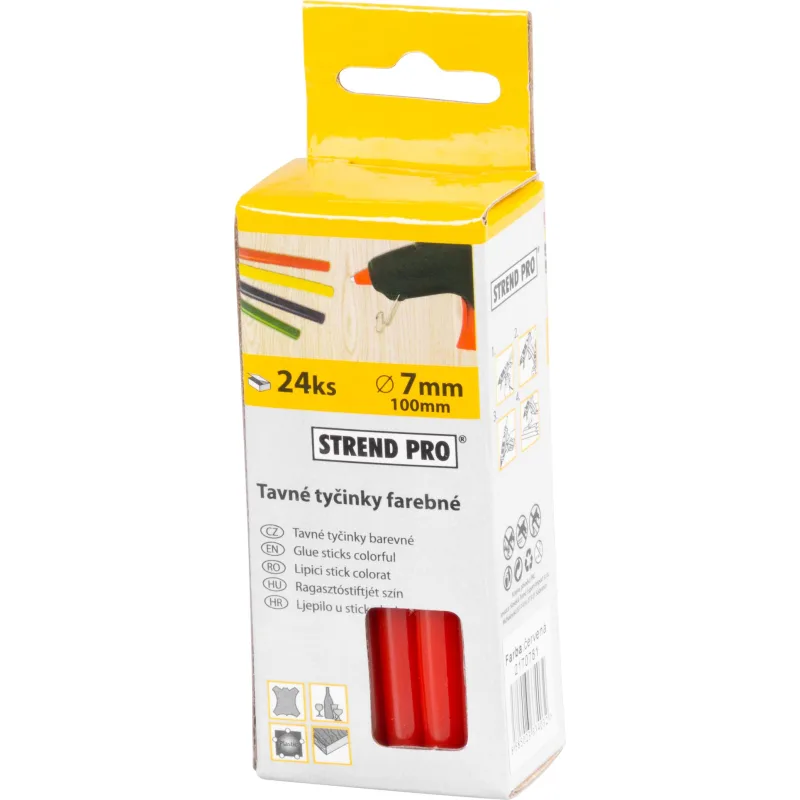 Tavná tyčinka Strend Pro GS-201C, 100x07 mm, červená, 24 ks