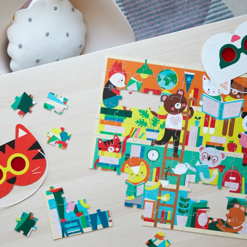 Petitcollage Puzzle s 3D okuliarmi Knižnica 100 ks