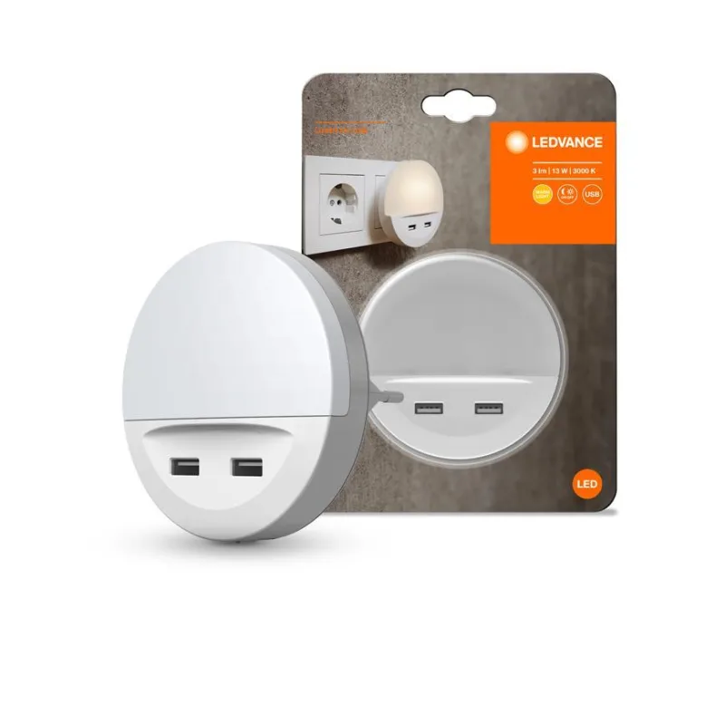 vkové, 2x USB nabíjací port, 3lm, 3000K, senzor deň-noc
