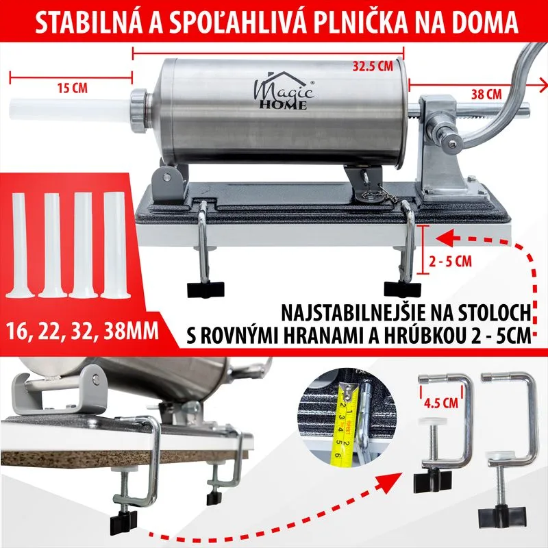 Plnička na klobásy a jaternice Porking SM208, 4 kg, ručná, horizontálna